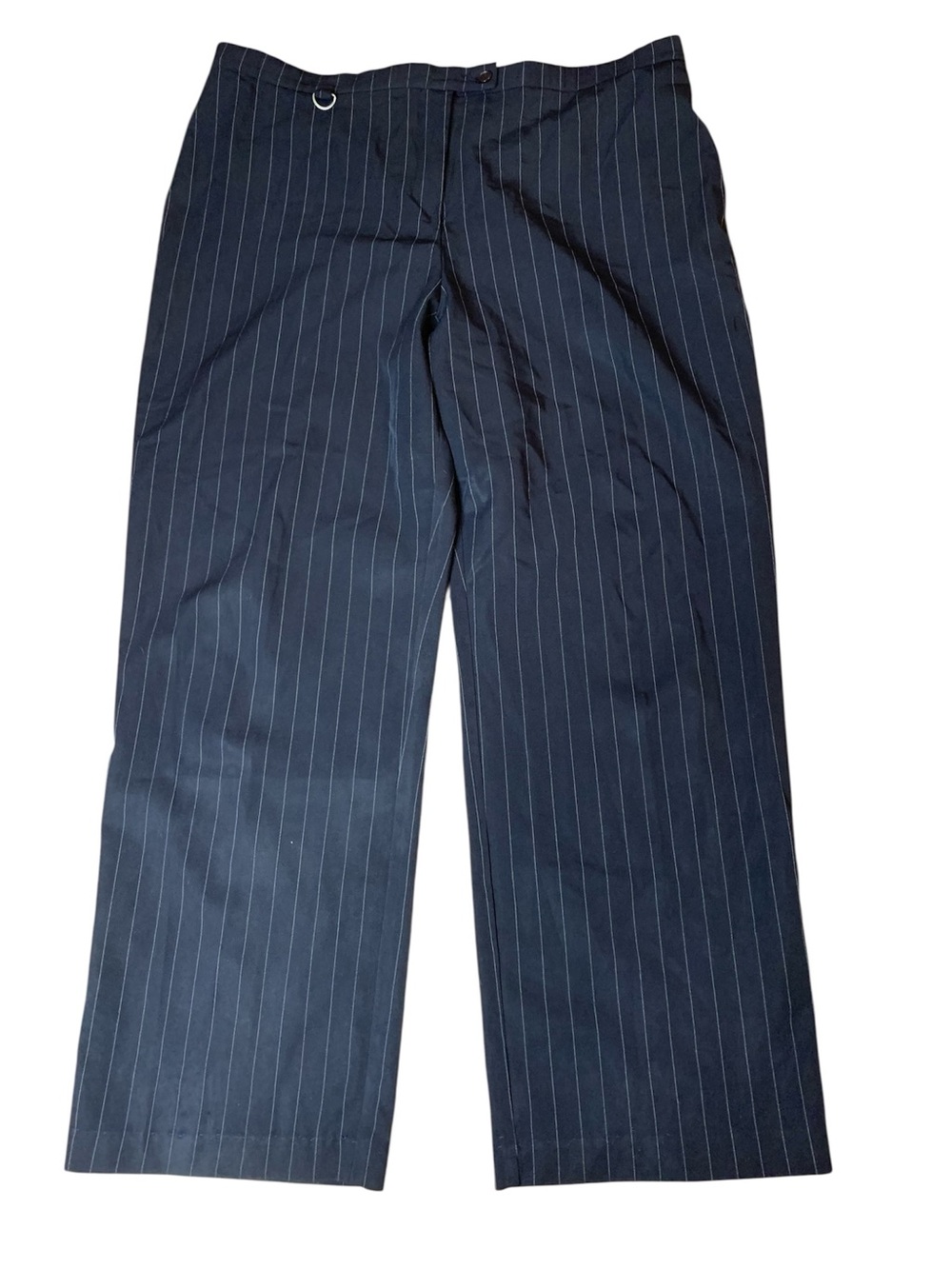 Jessica Plus Pinstripe Wide Leg Dress Pants Dark Navy / Black Size 18W